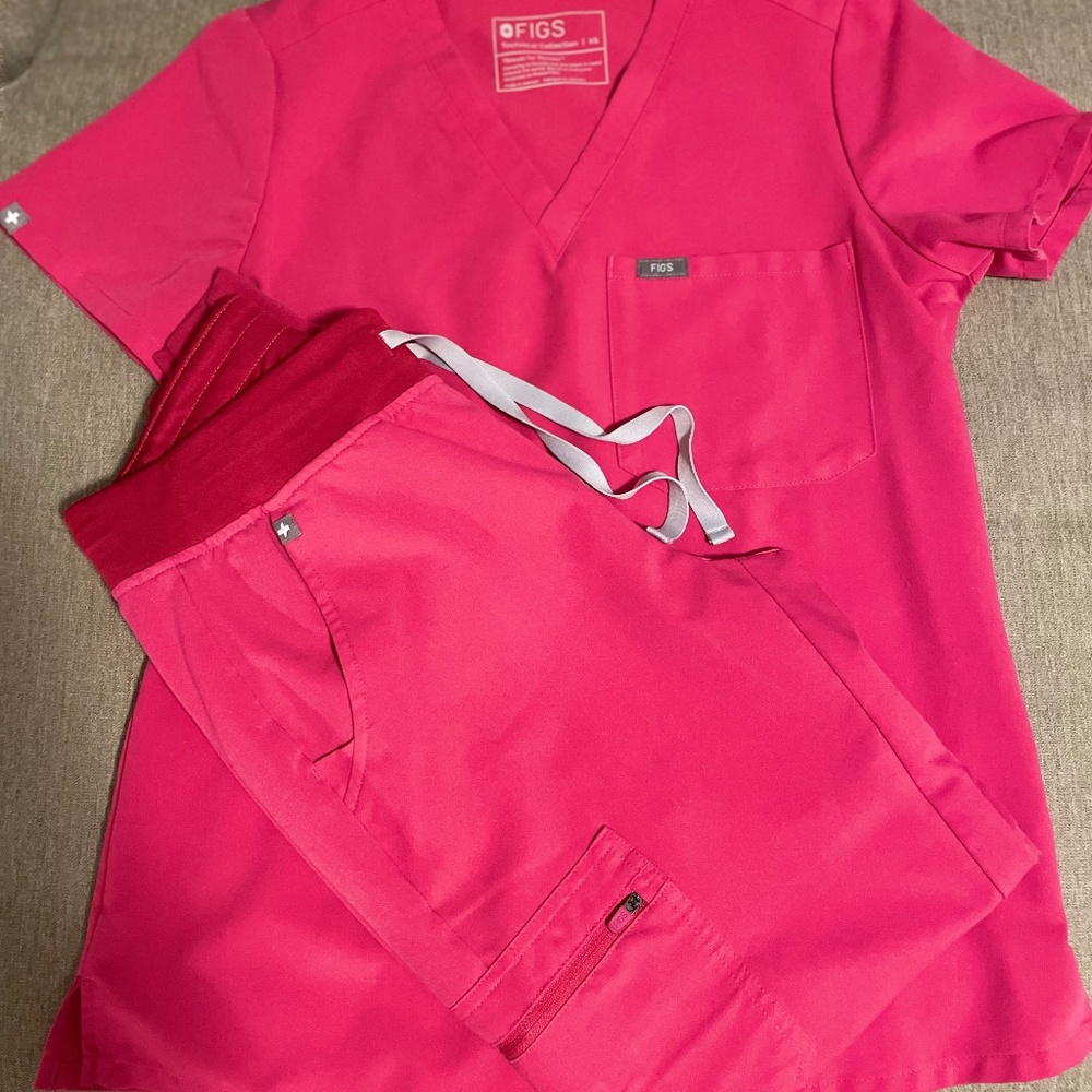 Figs Scrubs - Shocking Pink Set